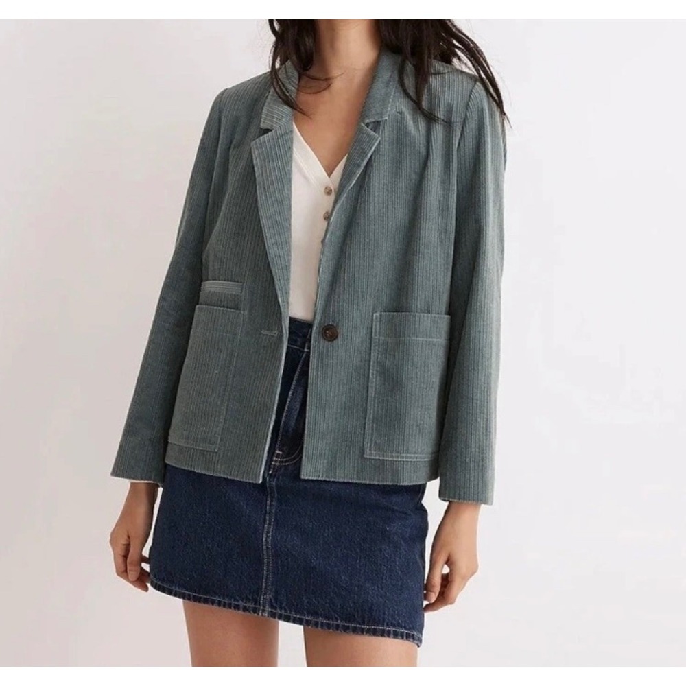 Madewell Womens Courdroy Crop Dorset Blazer Medium Cotton Academia Faded Shale